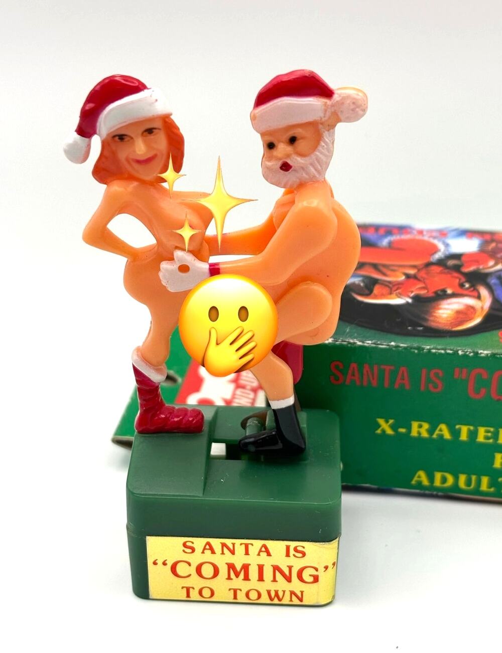 Vintage Adult Novelty Gag Gift Wind-Up Santa Claus is Coming to Town 1970s/80s